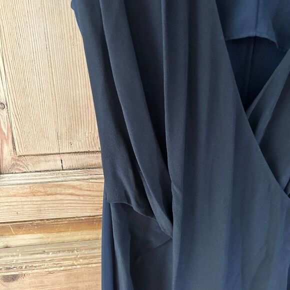 Women's All Saints US‎ 2 / UK 6 Black Silk Albe Dress Faux Wrap Drape - Picture 6 of 12